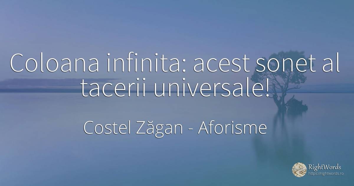 Coloana infinita: acest sonet al tacerii universale! - Costel Zăgan, citat despre aforisme