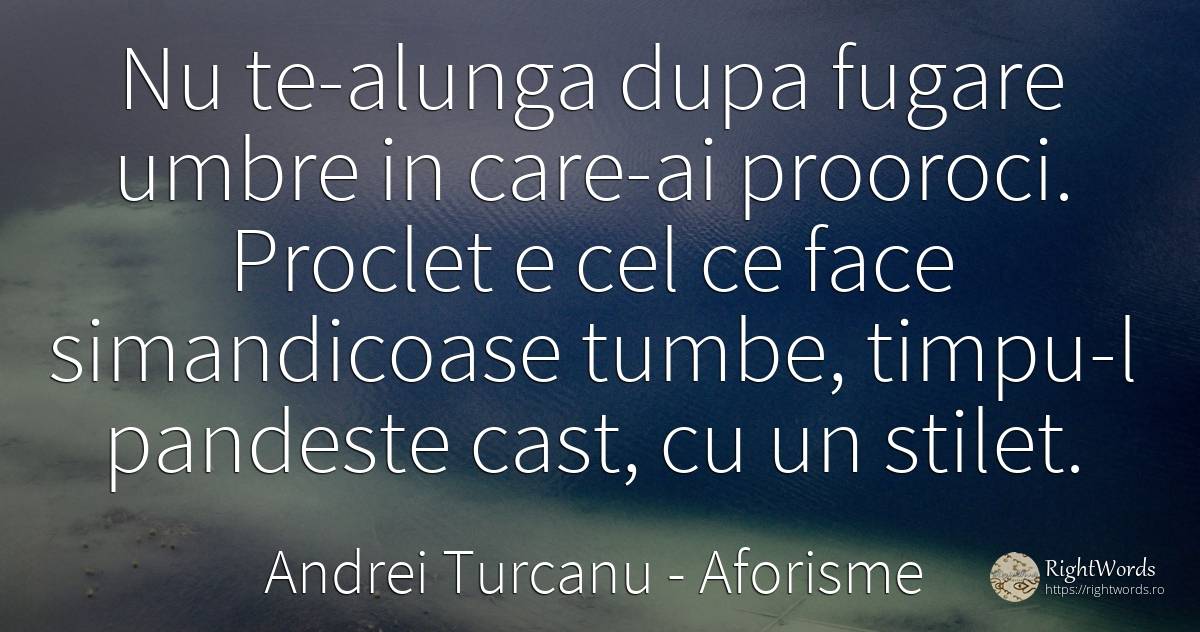 Nu te-alunga dupa fugare umbre in care-ai prooroci.... - Andrei Turcanu, citat despre aforisme, umbră