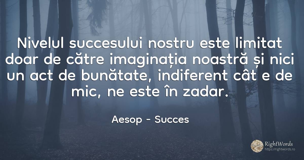 Nivelul succesului nostru este limitat doar de către... - Aesop (Aesopus), citat despre succes, bunătate, imaginație, indiferență