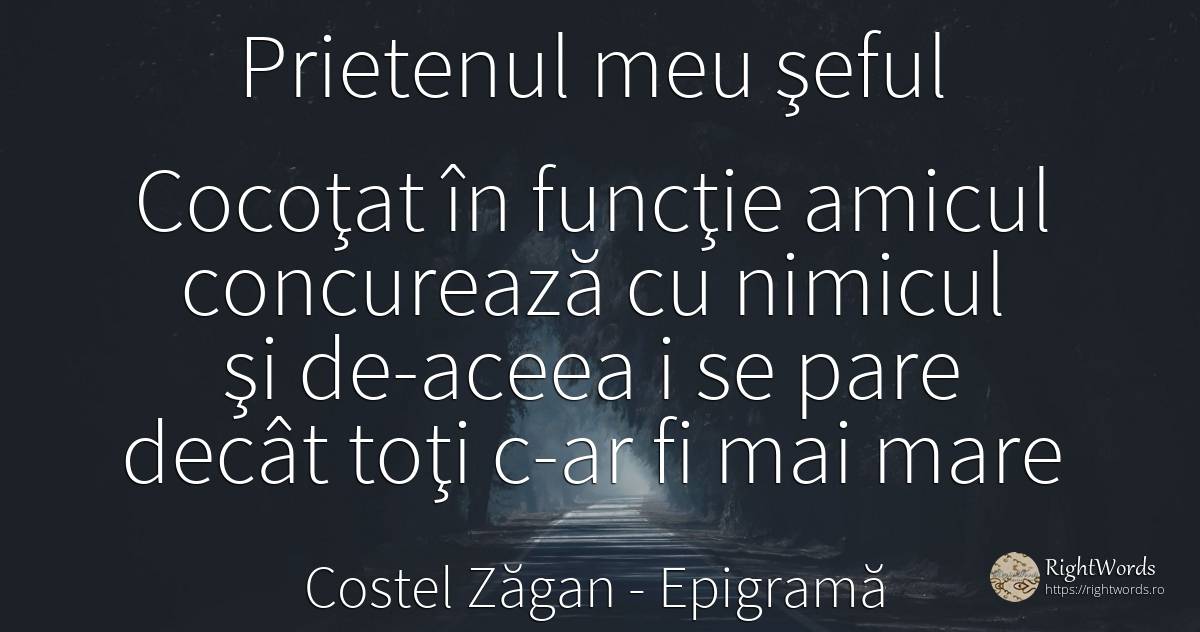 Prietenul meu şeful - Costel Zăgan, citat despre epigramă, șefi