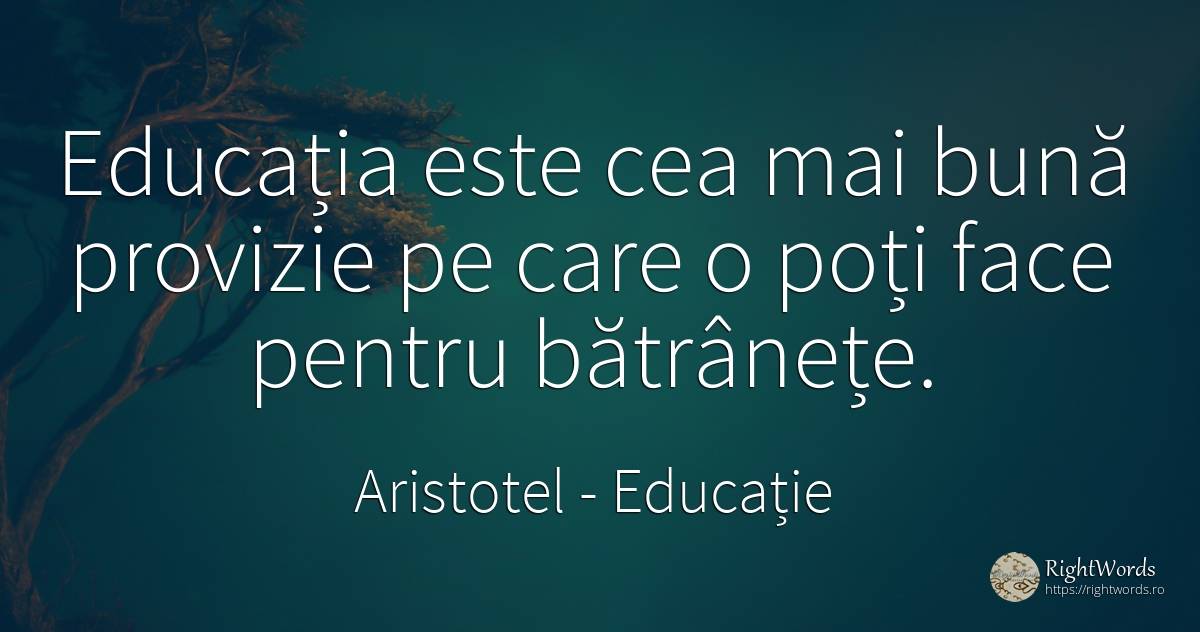 Educația este cea mai bună provizie pe care o poți face... - Aristotel, citat despre educație, bătrânețe
