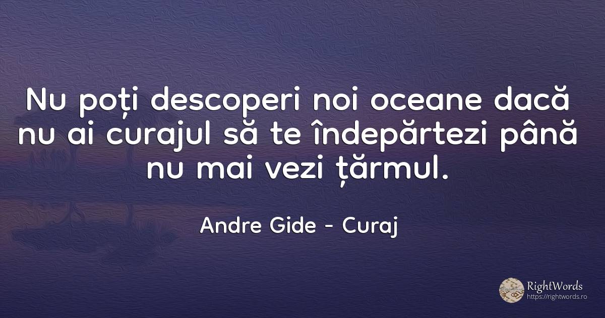 Nu poți descoperi noi oceane dacă nu ai curajul să te... - Andre Gide, citat despre curaj