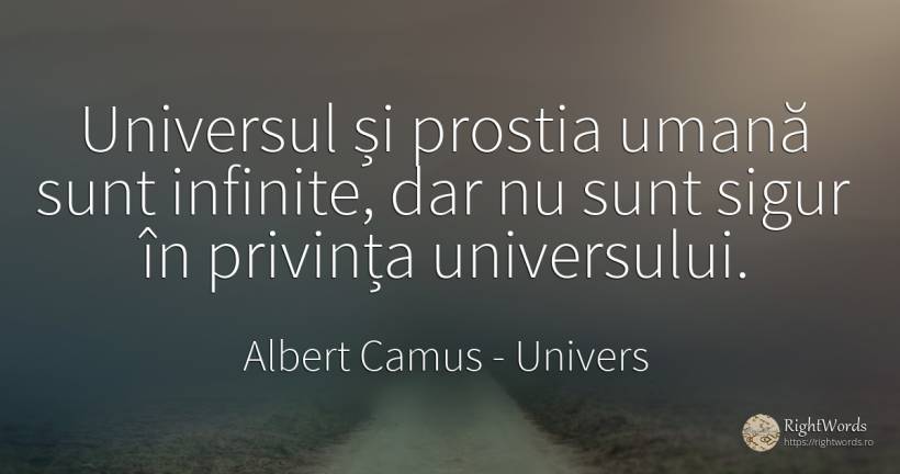 Universul și prostia umană sunt infinite, dar nu sunt... - Albert Camus, citat despre univers, prostie, siguranță