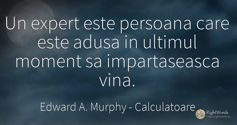 Un expert este persoana care este adusa in ultimul moment... - Edward A. Murphy, citat despre calculatoare, vinovăție