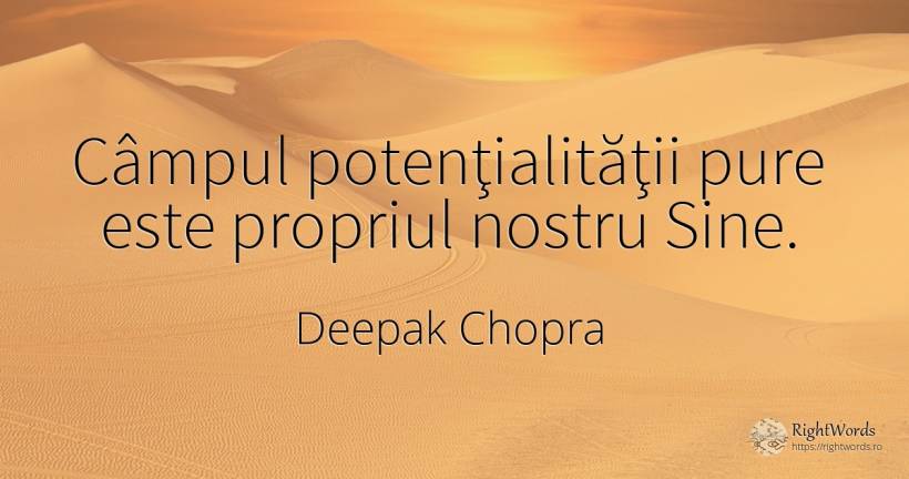 Câmpul potenţialităţii pure este propriul nostru Sine. - Deepak Chopra