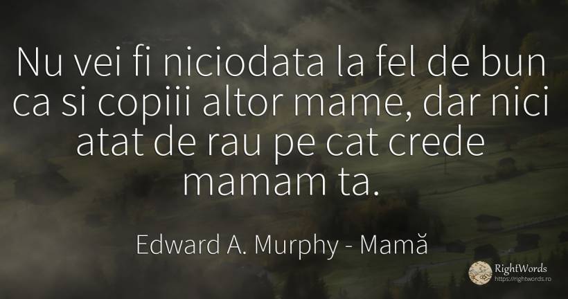 Nu vei fi niciodata la fel de bun ca si copiii altor... - Edward A. Murphy, citat despre mamă, copii, rău