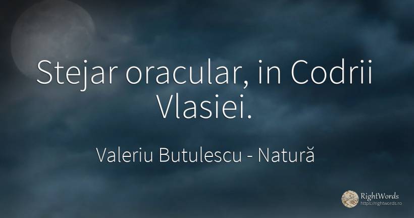 Stejar oracular, in Codrii Vlasiei. - Valeriu Butulescu, citat despre natură