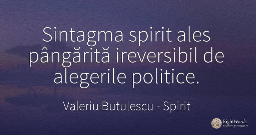 Sintagma spirit ales pângărită ireversibil de alegerile... - Valeriu Butulescu, citat despre spirit