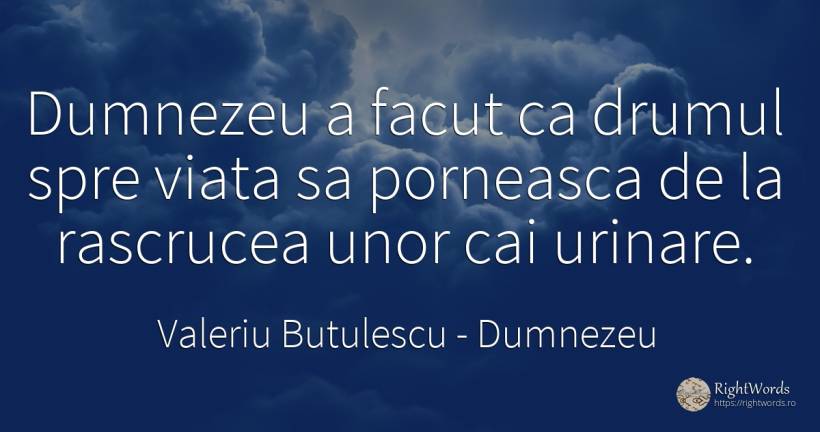 Dumnezeu a facut ca drumul spre viata sa porneasca de la... - Valeriu Butulescu, citat despre dumnezeu, viață