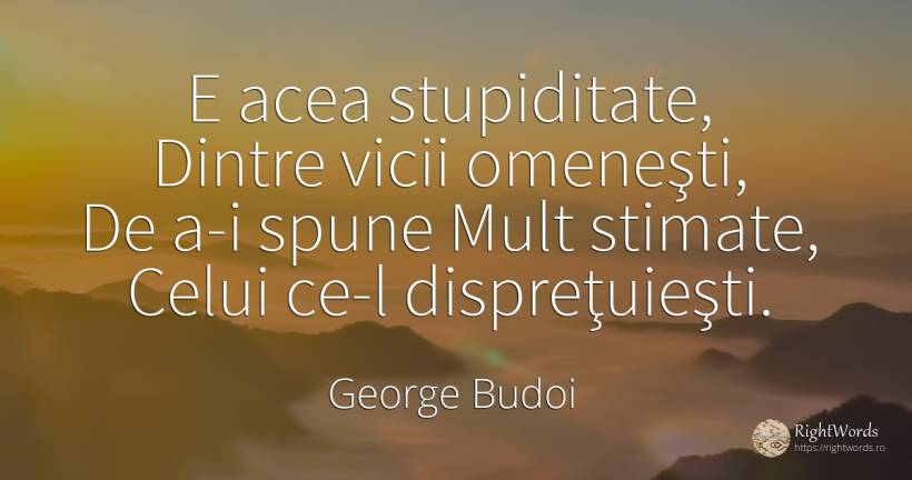 E acea stupiditate, Dintre vicii omeneşti, De a-i spune... - George Budoi, citat despre epigramă