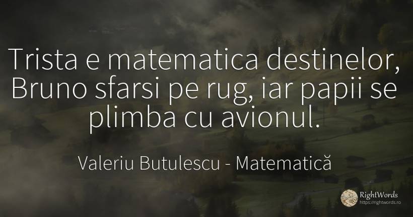 Trista e matematica destinelor, Bruno sfarsi pe rug, iar... - Valeriu Butulescu, citat despre matematică