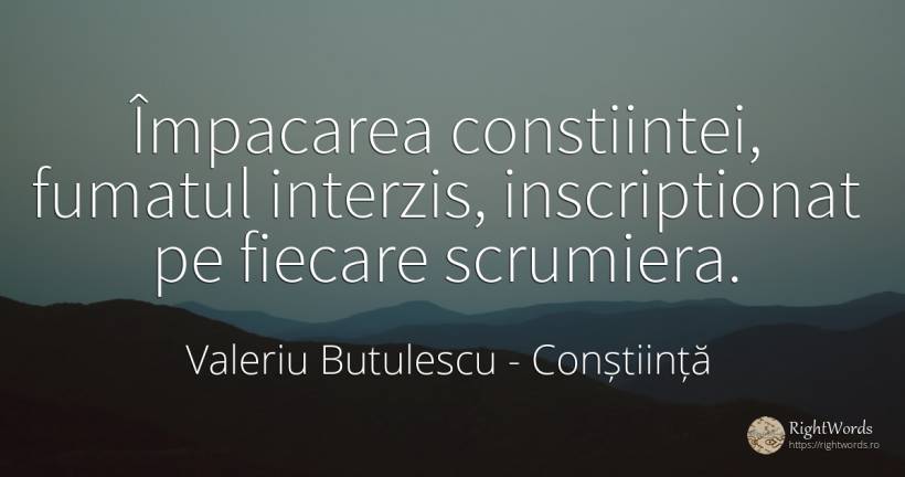 Împacarea constiintei, fumatul interzis, inscriptionat pe... - Valeriu Butulescu, citat despre conștiință