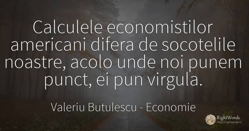 Calculele economistilor americani difera de socotelile... - Valeriu Butulescu, citat despre economie, americani