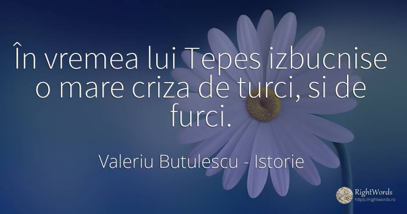În vremea lui Tepes izbucnise o mare criza de turci, si... - Valeriu Butulescu, citat despre istorie, vreme