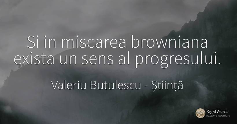 Si in miscarea browniana exista un sens al progresului. - Valeriu Butulescu, citat despre știință, sens