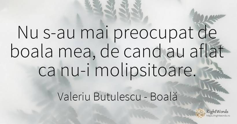 Nu s-au mai preocupat de boala mea, de cand au aflat ca... - Valeriu Butulescu, citat despre boală, zi de naștere