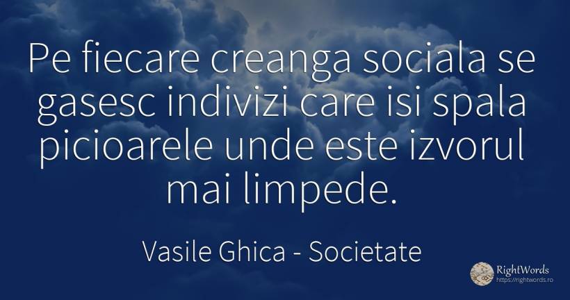 Pe fiecare creanga sociala se gasesc indivizi care isi... - Vasile Ghica, citat despre societate