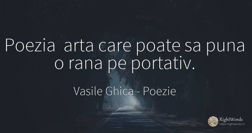 Poezia arta care poate sa puna o rana pe portativ. - Vasile Ghica, citat despre poezie, artă, artă fotografică