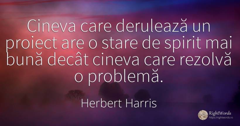 Cineva care derulează un proiect are o stare de spirit... - Herbert Harris