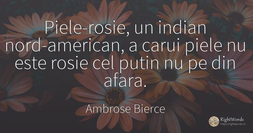 Piele-rosie, un indian nord-american, a carui piele nu... - Ambrose Bierce, citat despre americani