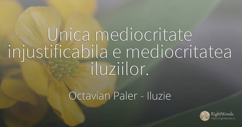 Unica mediocritate injustificabila e mediocritatea... - Octavian Paler, citat despre iluzie, mediocritate