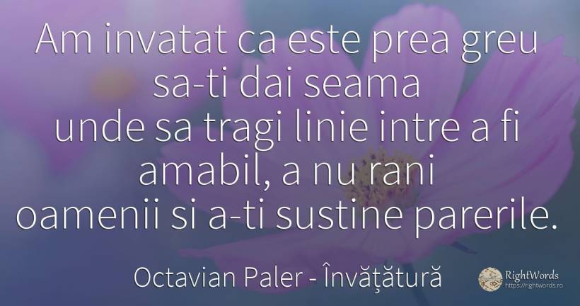 Am invatat ca este prea greu sa-ti dai seama unde sa... - Octavian Paler, citat despre învățătură, oameni
