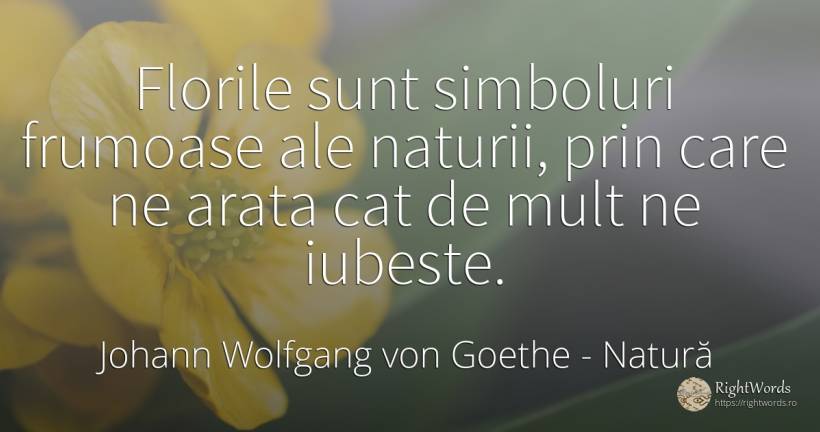 Florile sunt simboluri frumoase ale naturii, prin care ne... - Johann Wolfgang von Goethe, citat despre natură, flori, frumusețe, iubire