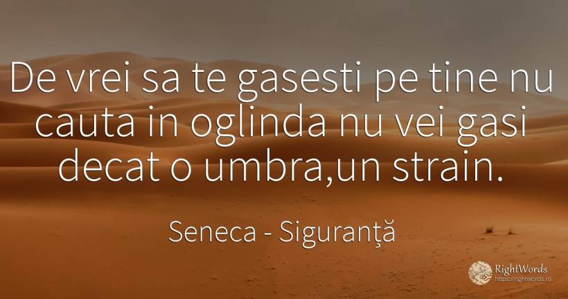 De vrei sa te gasesti pe tine nu cauta in oglinda nu vei... - Seneca (Seneca The Younger), citat despre siguranță, umbră, căutare