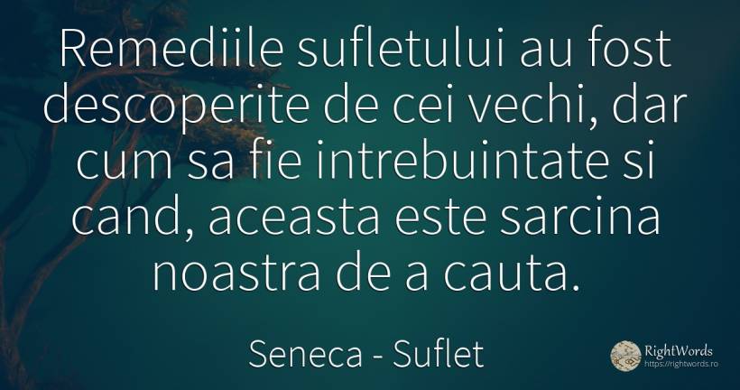 Remediile sufletului au fost descoperite de cei vechi, ... - Seneca (Seneca The Younger), citat despre suflet, vechi, căutare
