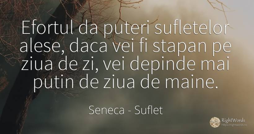 Efortul da puteri sufletelor alese, daca vei fi stapan pe... - Seneca (Seneca The Younger), citat despre suflet, salariu, zi, zi de naștere