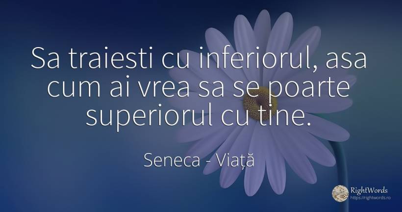 Sa traiesti cu inferiorul, asa cum ai vrea sa se poarte... - Seneca (Seneca The Younger), citat despre viață
