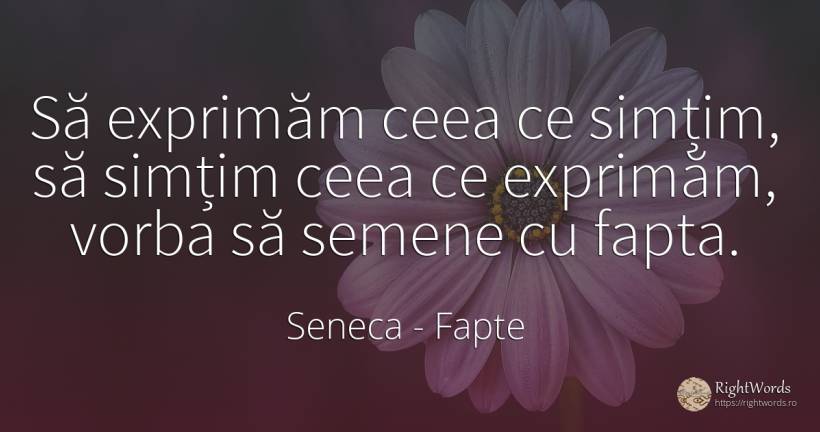 Să exprimăm ceea ce simțim, să simțim ceea ce exprimăm, ... - Seneca (Seneca The Younger), citat despre fapte