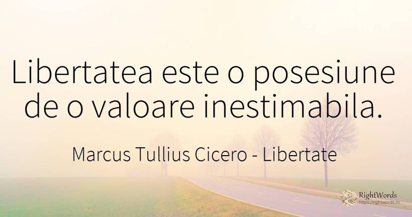Libertatea este o posesiune de o valoare inestimabila. - Marcus Tullius Cicero, citat despre libertate, valoare