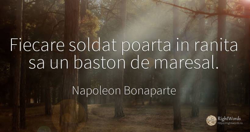 Fiecare soldat poarta in ranita sa un baston de maresal. - Napoleon Bonaparte
