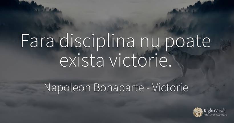 Fara disciplina nu poate exista victorie. - Napoleon Bonaparte, citat despre victorie