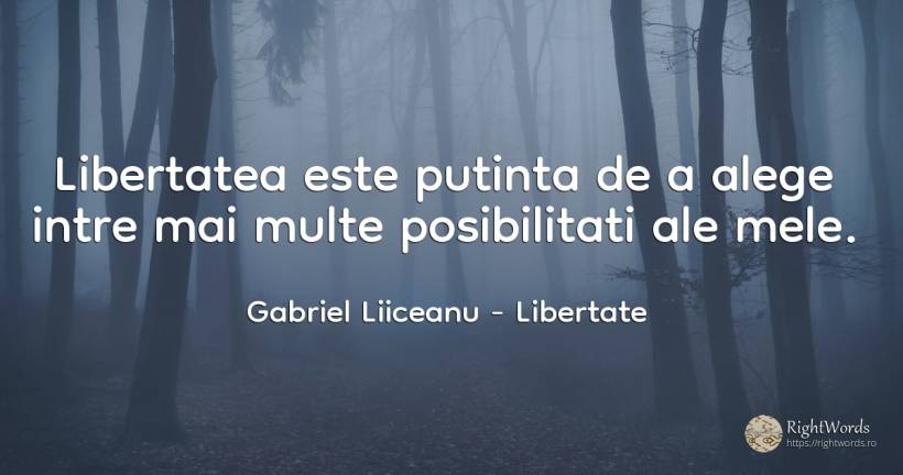 Libertatea este putinta de a alege intre mai multe... - Gabriel Liiceanu, citat despre libertate, posibilitate, limite