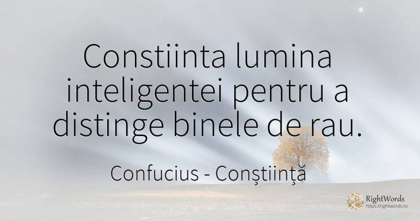 Constiinta lumina inteligentei pentru a distinge binele... - Confucius, citat despre conștiință, bine, lumină, rău