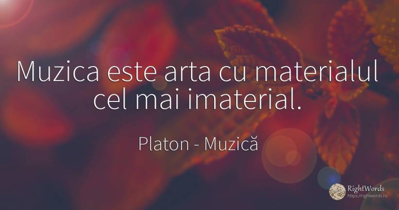 Muzica este arta cu materialul cel mai imaterial. - Platon, citat despre muzică, artă, artă fotografică