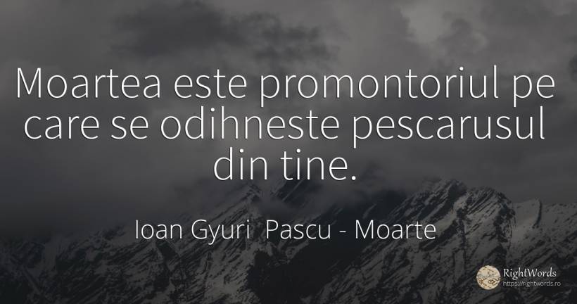 Moartea este promontoriul pe care se odihneste pescarusul... - Ioan Gyuri Pascu, citat despre moarte, căutare