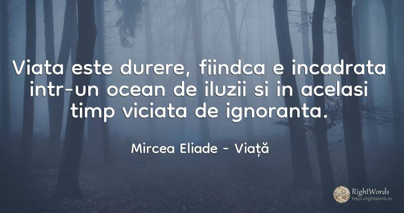 Viata este durere, fiindca e incadrata intr-un ocean de... - Mircea Eliade, citat despre viață, ignoranță, durere, timp