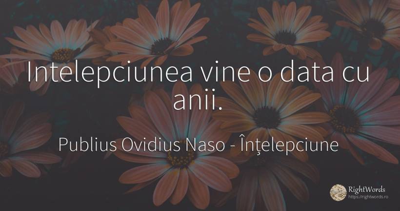 Intelepciunea vine o data cu anii. - Publius Ovidius Naso (Ovide), citat despre înțelepciune