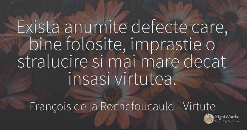 Exista anumite defecte care, bine folosite, imprastie o... - François de la Rochefoucauld, citat despre virtute, defecte, bine