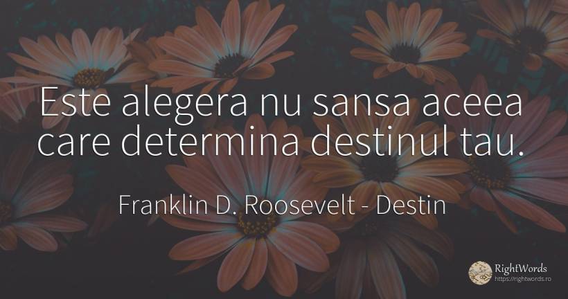 Este alegera nu sansa aceea care determina destinul tau. - Franklin D. Roosevelt (FDR), citat despre destin, șansă