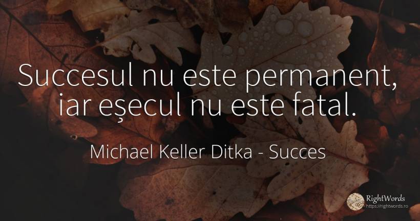 Succesul nu este permanent, iar eșecul nu este fatal. - Michael Keller Ditka, citat despre succes, eșec