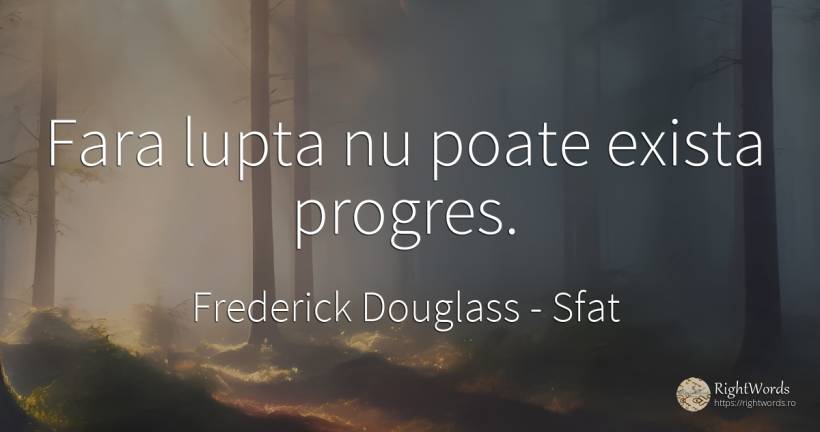 Fara lupta nu poate exista progres. - Frederick Douglass, citat despre sfat, progres, luptă