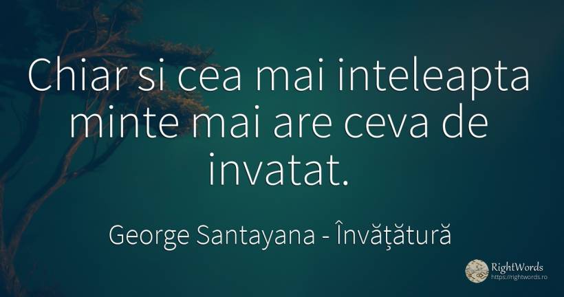 Chiar si cea mai inteleapta minte mai are ceva de invatat. - George Santayana, citat despre învățătură, minte