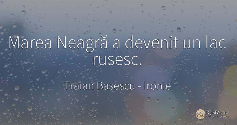 Marea Neagră a devenit un lac rusesc. - Traian Basescu, citat despre ironie