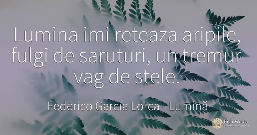 Lumina imi reteaza aripile, fulgi de saruturi, un tremur... - Federico García Lorca, citat despre lumină, stele