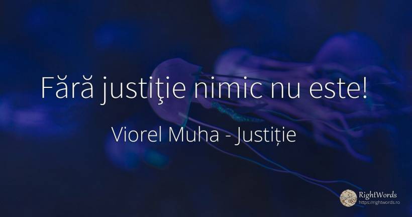 Fără justiţie nimic nu este! - Viorel Muha, citat despre justiție, nimic