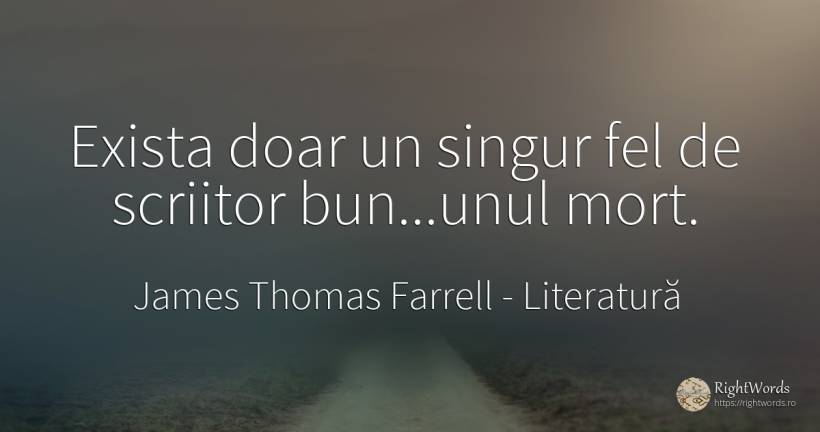 Exista doar un singur fel de scriitor bun...unul mort. - James Thomas Farrell, citat despre literatură, scriitori, moarte, singurătate